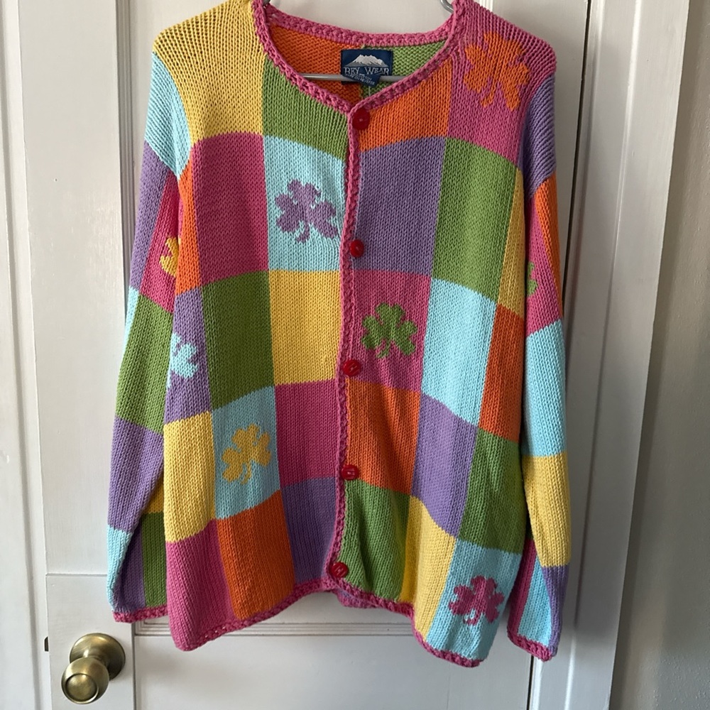Colorful Patchwork Cardigan Sweater